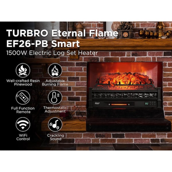TURBRO 1500-Watt Eternal Flame 26 in. Infrared Quartz Electric Log