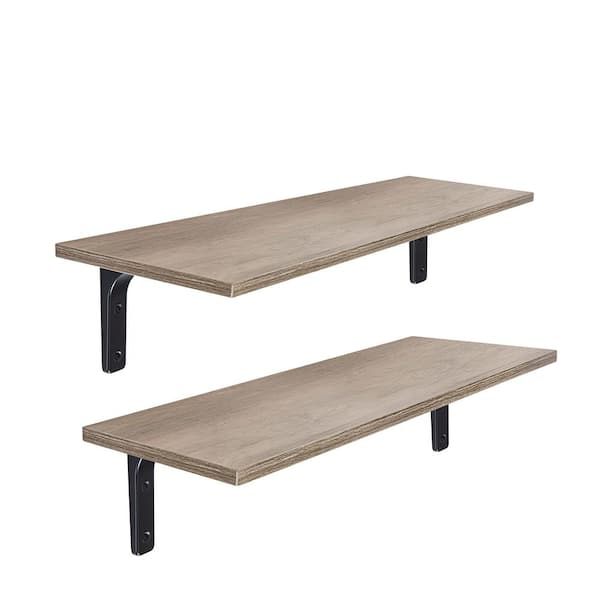 Unbranded 31.5 in. W x 8.3 in. D Greige Decorative Wall Shelf Set of 2