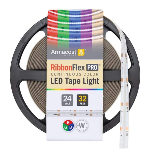 RibbonFlex Pro 24-Volt RGB+W COB 32.8 ft. Hardwired Dimmable Cuttable Color-Changing Integrated LED Strip Light Tape