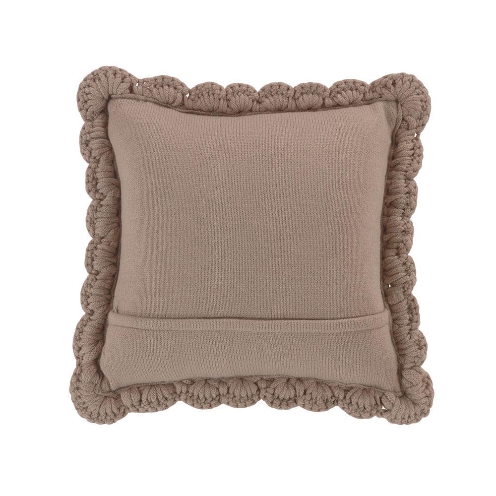 Taupe Chunky Knit Square Acrylic Throw Pillow