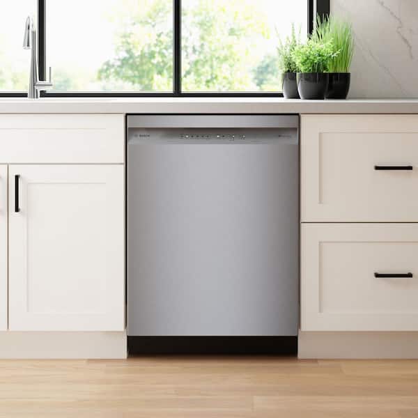 Bosch 100 Series 24 Stainless Steel Front Control Smart Built-In  Stainless Steel Tub Dishwasher, Quieter 48 dBA SHE41CM5N