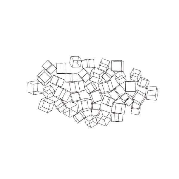 48 in. x  27 in. Metal Black 3D Square Geometric Wall Decor