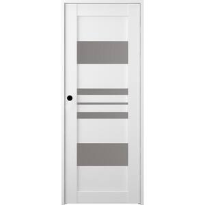 Romi 28 in. x 95.25 in. Right-Hand Frosted Glass Bianco Noble Solid Core Wood Composite Single Prehung Interior Door