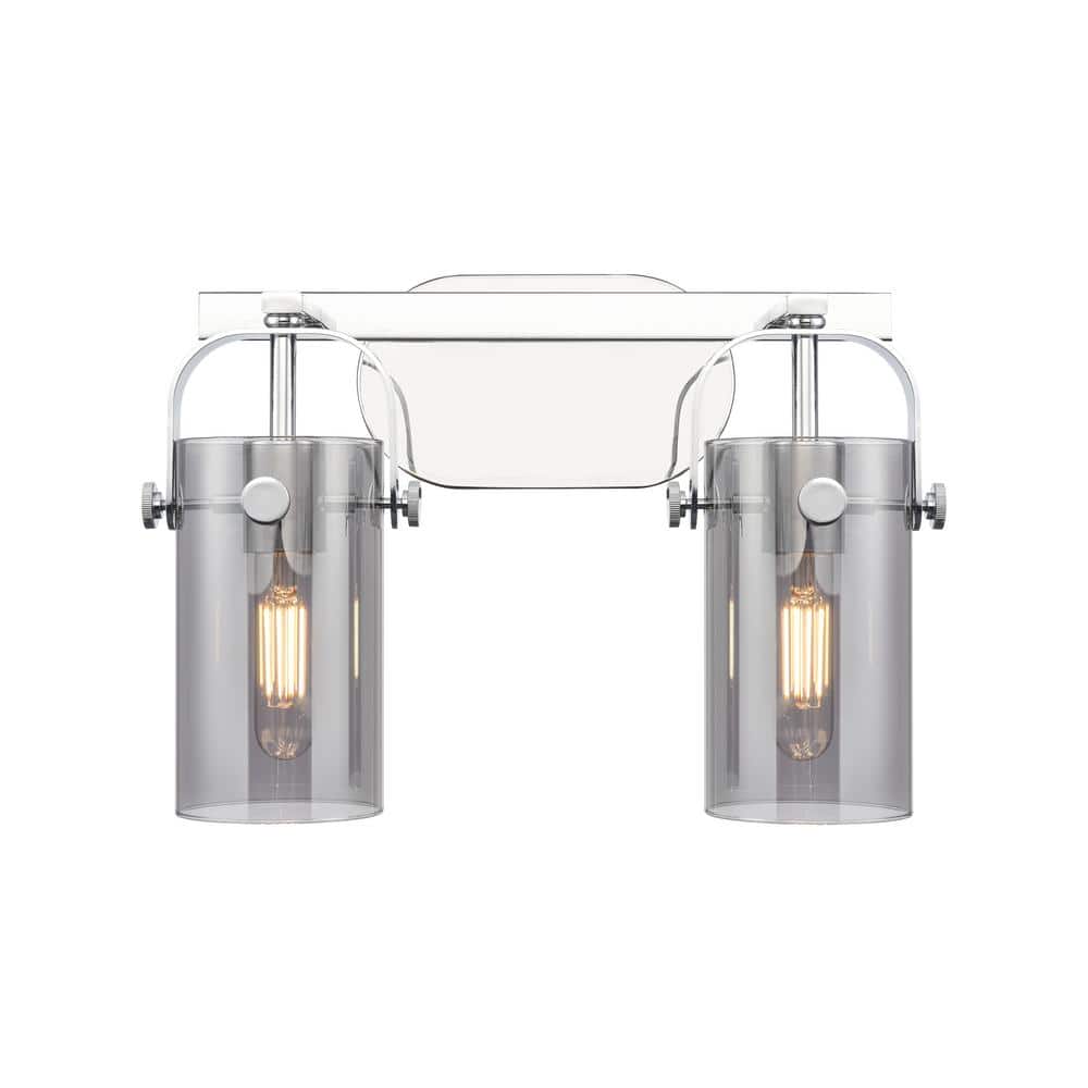 Pilaster II Cylinder 14.88 in. 2-Light Polished Chrome Vanity Light with Black Glass Shade price history on PriceWatchPro