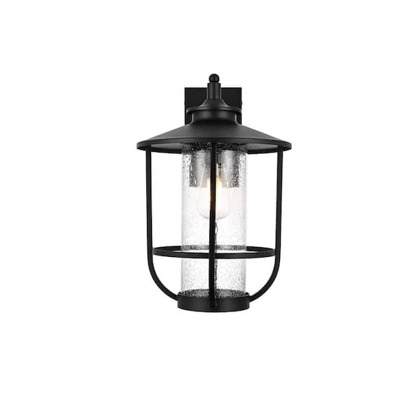 17 in. Black Outdoor Hardwired Wall Sconce with No Bulbs Included