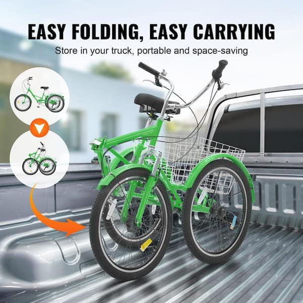 SKYSHALO Folding Adult Tricycle, 24 in. 7-Speed Adult Folding