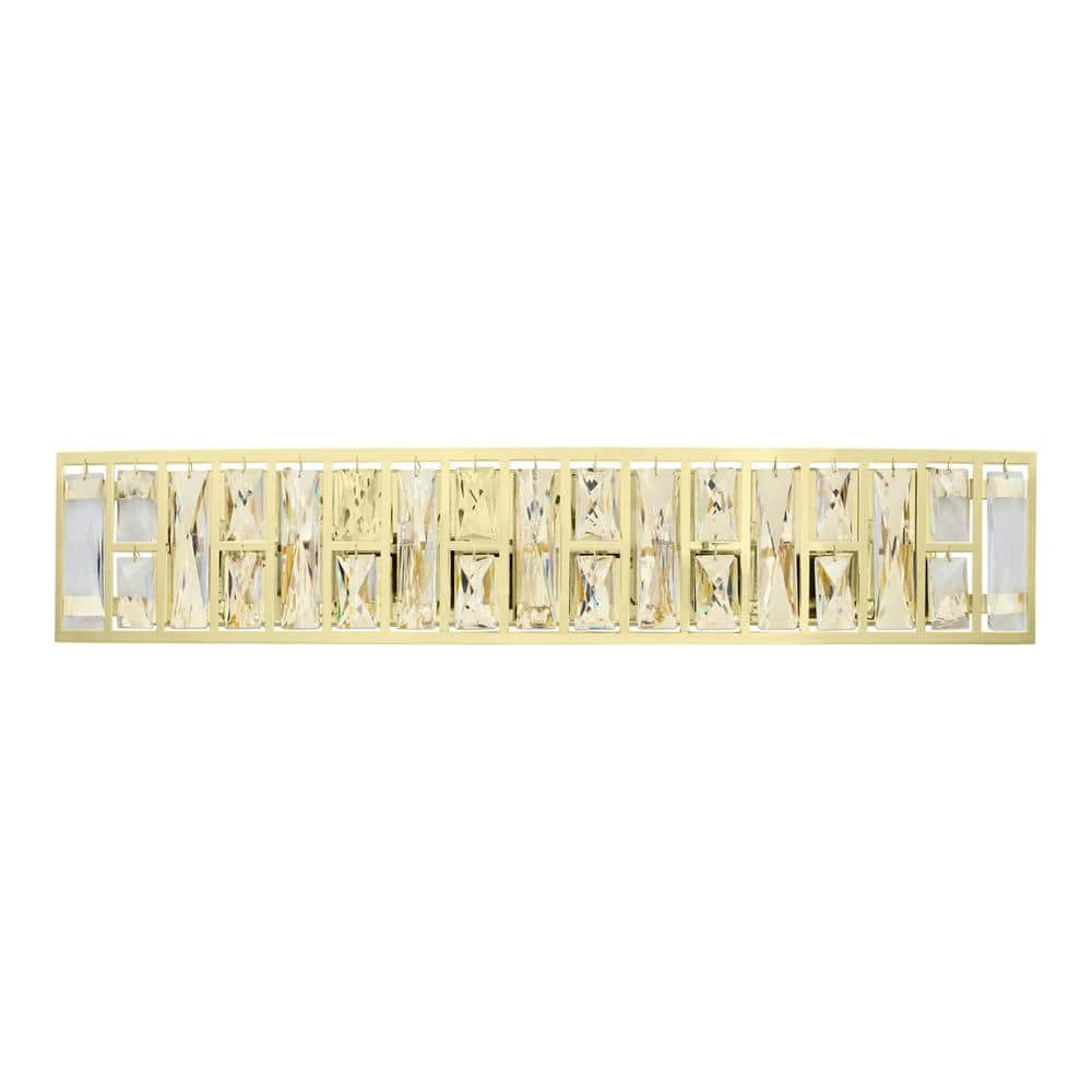 Home Decorators Collection Kristella 7-Light Soft Gold Bathroom Vanity Light with Clear Glass