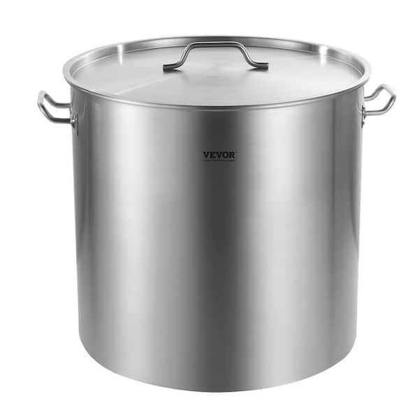 Commercial Stockpot 100 qt. Stainless Steel Nonstick in Silver Cookware Sauce Pot with Lid and Manual, Heavy Duty