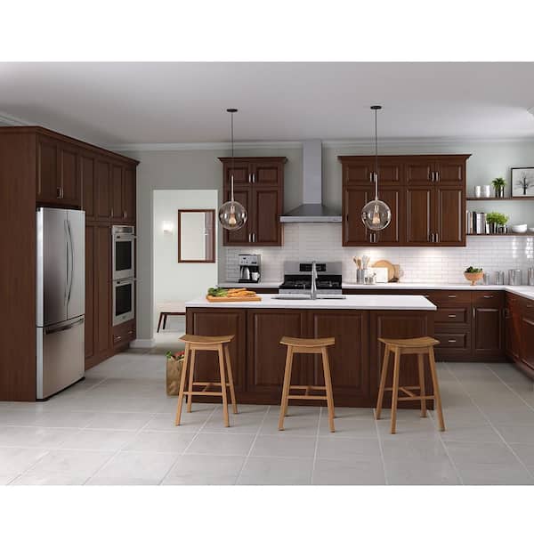 Benton Ready-to-Assemble 33 in. x 84 in. x 24.6 in. Base Double Oven Cabinet in Amber