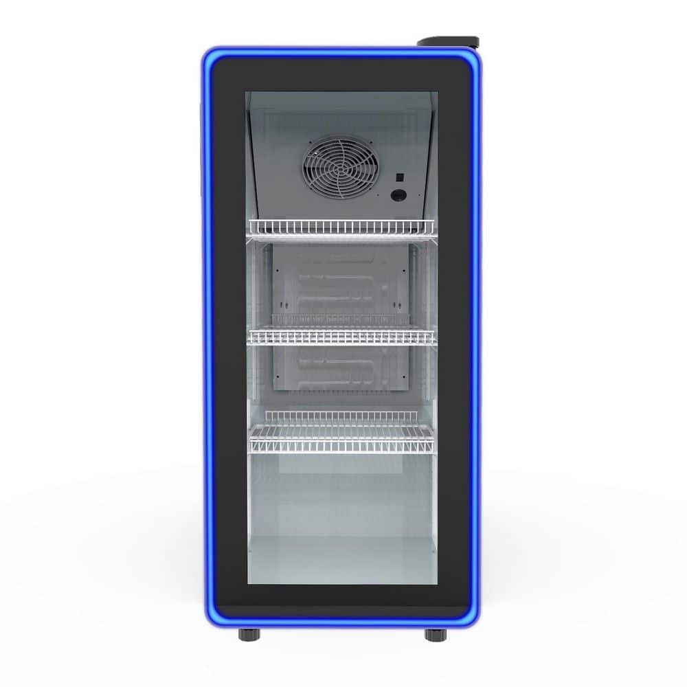 5.6 cu. ft. Commercial Beverage Refrigerator Refrigerated Display Case in Black with Outer Blue Light
