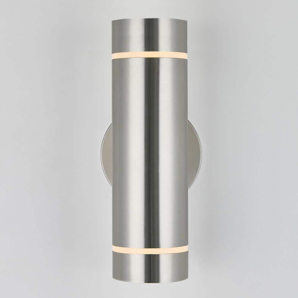 Modern Stainless Steel Cylinder Wall Sconce with Frosted Glass