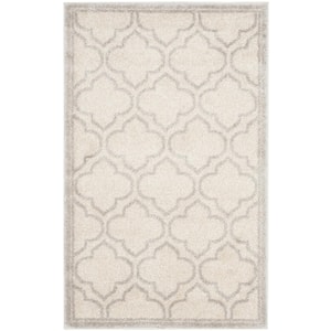 Amherst Ivory/Light Gray Doormat 3 ft. x 4 ft. Geometric Quatrefoil Area Rug