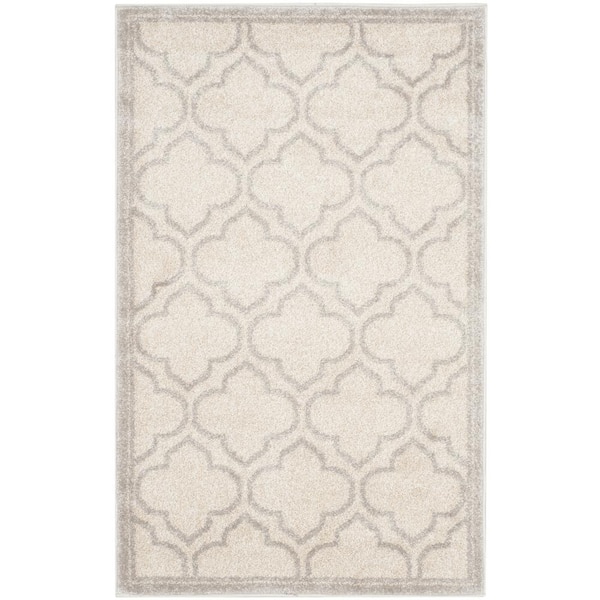 SAFAVIEH Amherst Ivory/Light Gray Doormat 3 ft. x 4 ft. Geometric Quatrefoil Area Rug