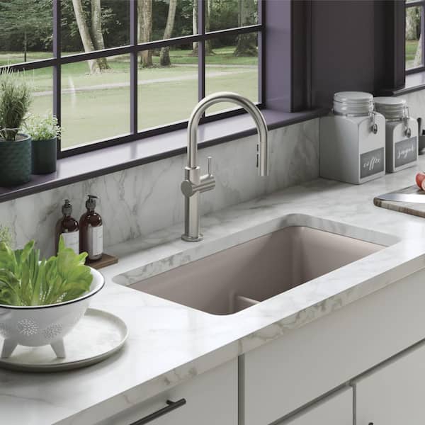KOHLER Cairn Matte Grey Granite Composite 33 .5 in. Double Bowl Undermount Kitchen Sink