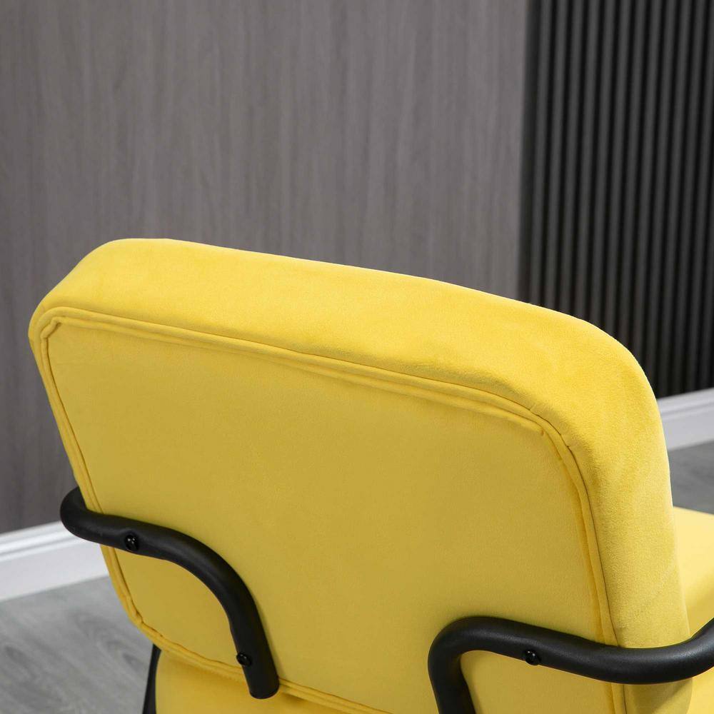 Yellow Velvet and Black Metal Accent Chair