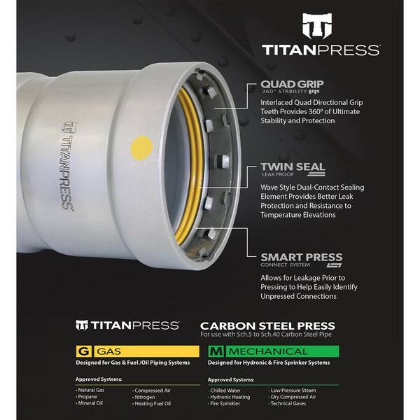 T TITANPRESS 3 in. Carbon Steel Press XL HNBR Gas TPEC0300G - The