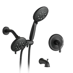 Single-Handle 7-Spray Shower Faucet with Hand Shower Bathroom Tup Spout in Matte Black (Valve Included)