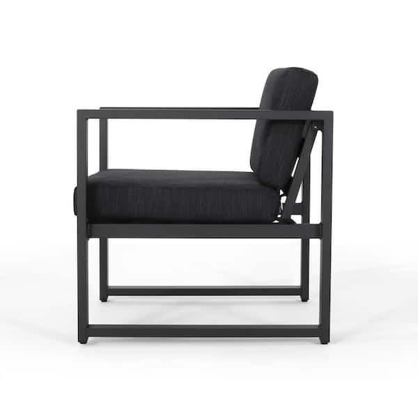 Navan Dark Gray Armed Aluminum Outdoor Patio Lounge Chair with Dark Gray Cushions (2-Pack)