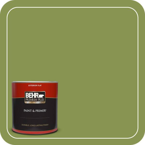 BEHR PREMIUM PLUS 1 qt. #M350-6 Frog Flat Exterior Paint & Primer
