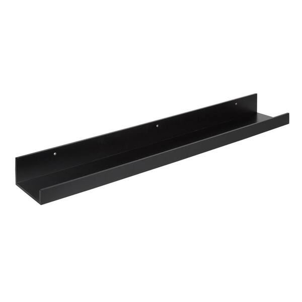 Kate and Laurel Levie 7 in. x 42 in. x 4 in. Black MDF Decorative Wall Shelf