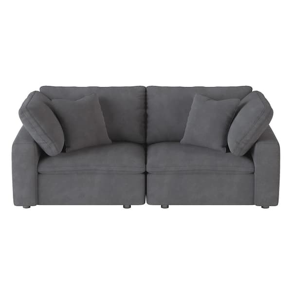 EVERGLADE HOME Kaylene 81.5 in. W Square Arm Microfiber Straight Loveseat in Gray