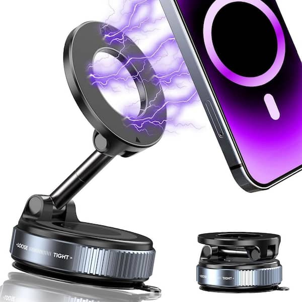 360° Vacuum Magnetic Phone Holder-Hands-Free Suction Cup in Black