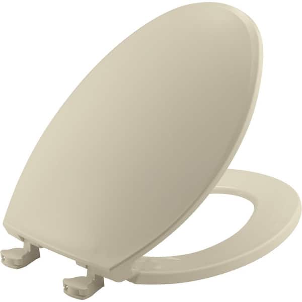 BEMIS Plastic Elongated Closed Front Toilet Seat in Bone that Removes for Easy Cleaning