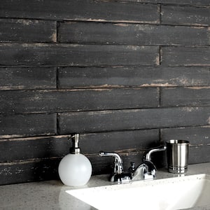 Retro Nero 2-3/4 in. x 12 in. Porcelain Floor and Wall Take Home Tile Sample