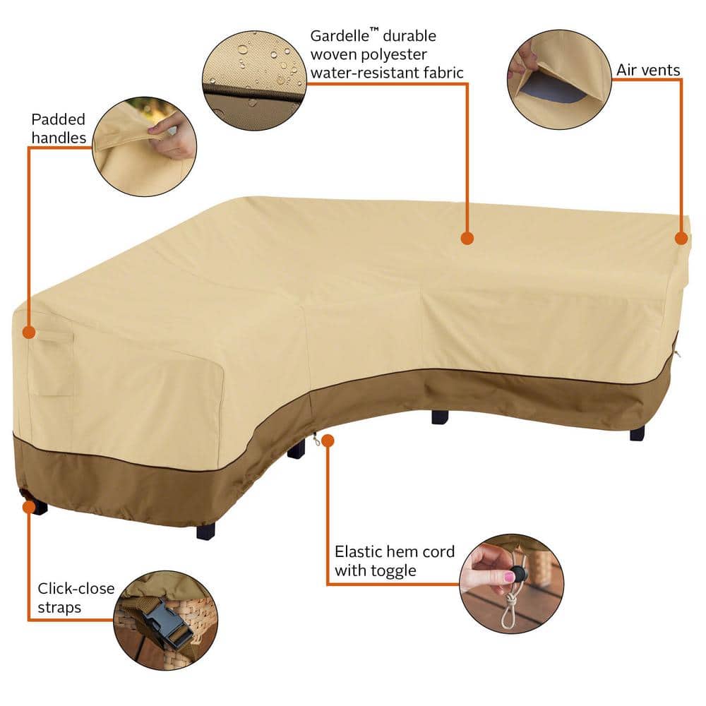 Veranda Beige and Brown Water-Resistant V-Shaped Patio Sectional Cover