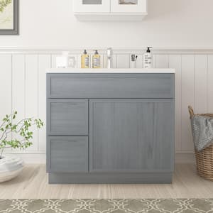 36 in. W. x 21 in. D x 32.5 in. H 2-Left Drawers Bath Vanity Cabinet without Top in Smoky Gray