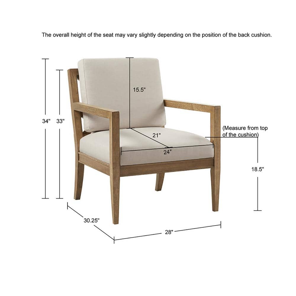 Ivory Upholstered Accent Chair with Medium Wood Frame