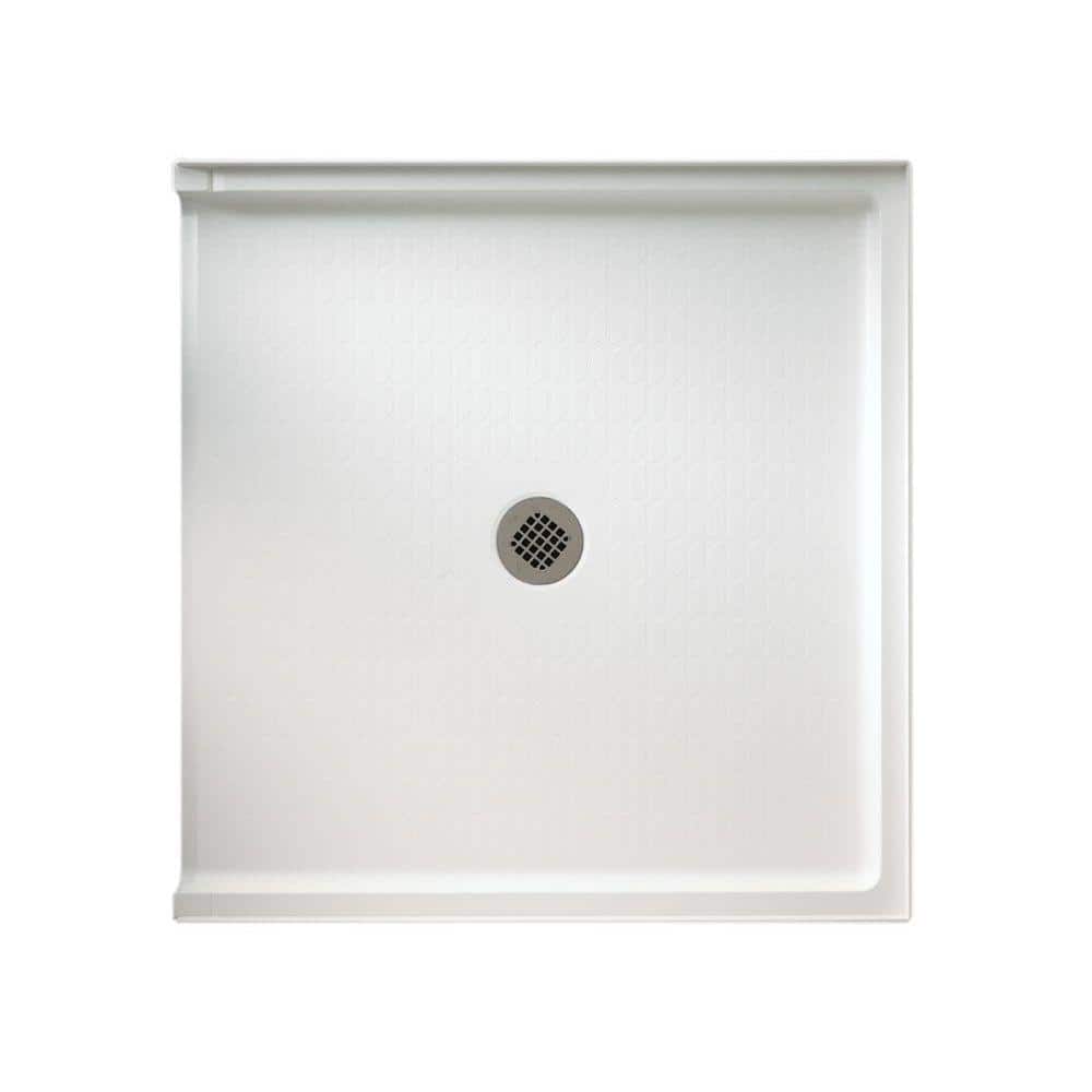 White 37'' x 38'' Veritek Square Shower Base with Center Drain