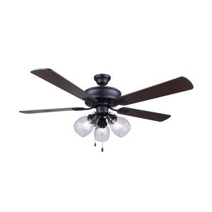 Carson 52 in. Indoor Matte Black Dual Mount Ceiling Fan with Light Kit