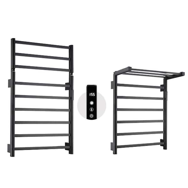 Cesicia 6- Bar Screw-In Plug-In Hardwire Towel Warmer Matte Black Carbon Fiber Heating Technology with Leakage Protection Design