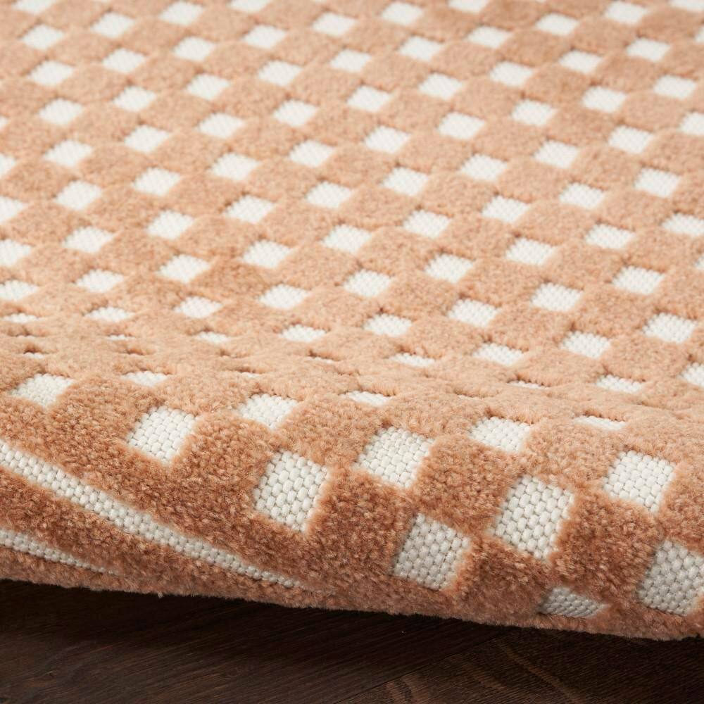 Copper and White Geometric Pattern Runner Rug 2' x 6'