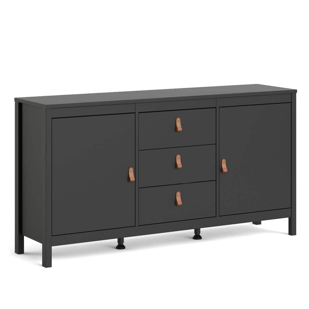 Madrid Black Matte 2 Door Sideboard with 3 Drawers