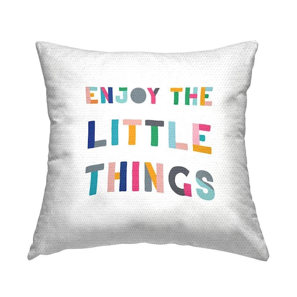 Enjoy Little Things Kids' Motivational Phrase Block Typography Multi-Color Square Outdoor Throw Pillow