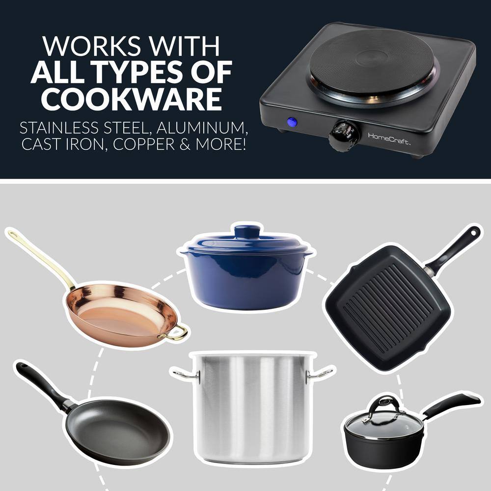 Compact Black Electric Single Burner Hot Plate