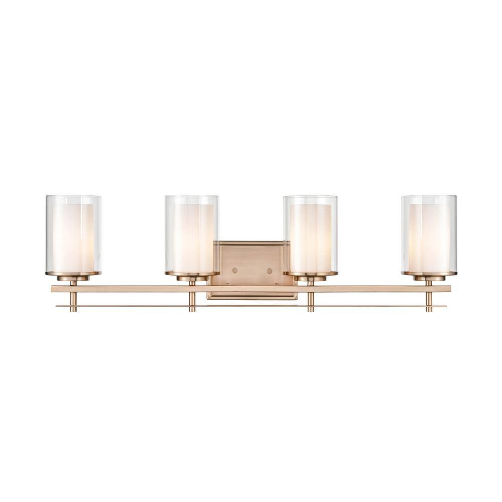 Modern Gold 4-Light Cylinder Shade Bathroom Vanity Light