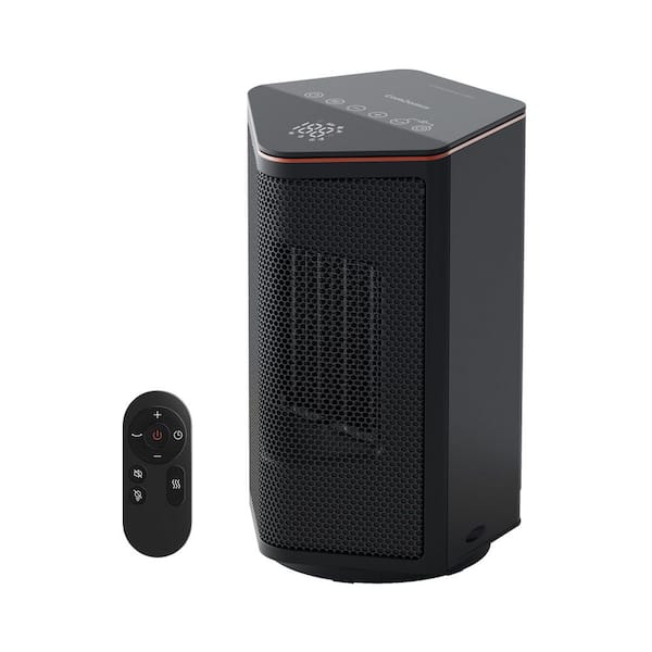 1500W 10 in. Compact Ceramic Forced Air Electric Space Heater with Oscillation, 3-Heat, Thermostat, Remote for Bedroom