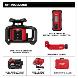 M18 2000 ft. Red Exterior Rotary Laser Level Kit with Receiver and Receiver Clamp
