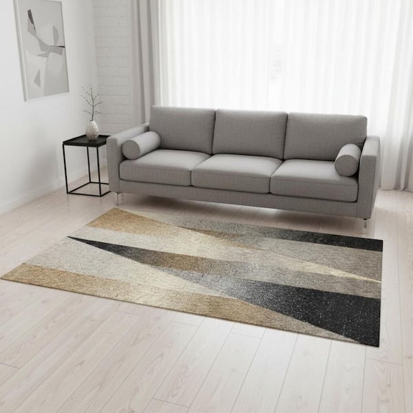 Beige 5 ft. x 8 ft. Woven Geometric Rectangle Indoor Area Rug