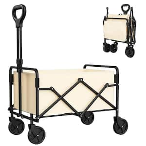 5.3 cu. ft. Steel Garden Carts Heavy-Duty Collapsible Wagon, Adjustable Height and Angles Beige