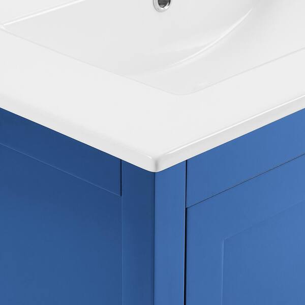 FUNKOL 36 in. x 18.3 in. x 32.9 in. White MDF Rectangle Bathroom Vanity Cabinet Ready to Assembly, Solid Wood Plus