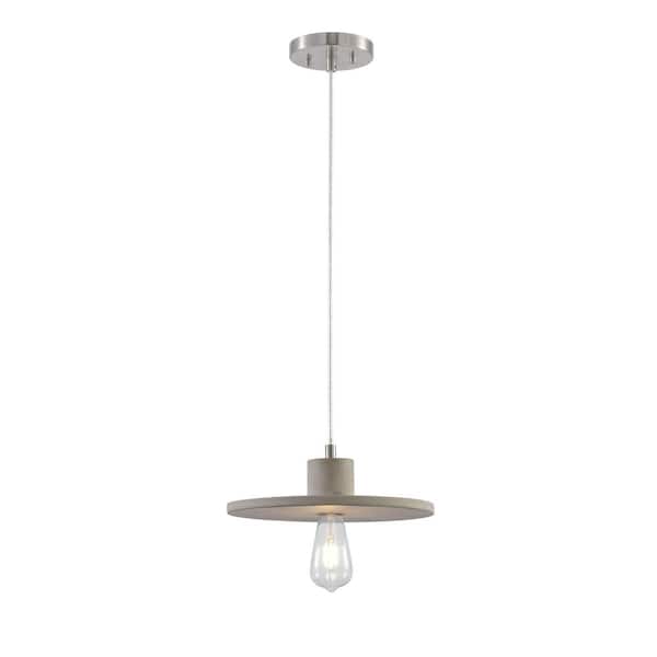 George Kovacs Sima 60-Watt 1-Light Burnished Nickel Shaded Pendant Light with Natural Cement Shade No Bulbs Included