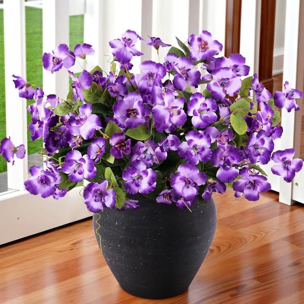 16.3 in. Purple Indoor/Outdoor Artificial Hibiscus CJD9QFS4H6