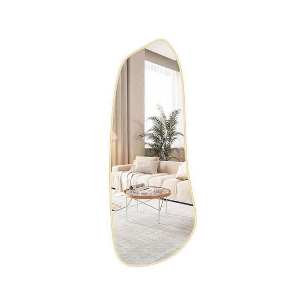 Gold 18 in W x 46 in. H Modern Irregular Wood  Frame Mirror