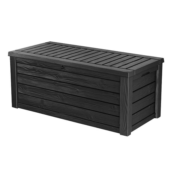 150 Gal. Dark Grey Resin Deck Box with Wood Grain