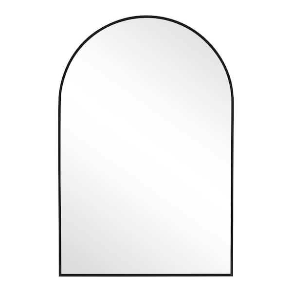 Unbranded Black 24 in W x 36 in. H Arched Metal Framed Mirror