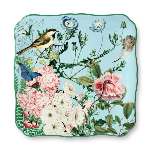 Certified International 3.5 in. Multi-Colored Ceramic Flora Square Platter